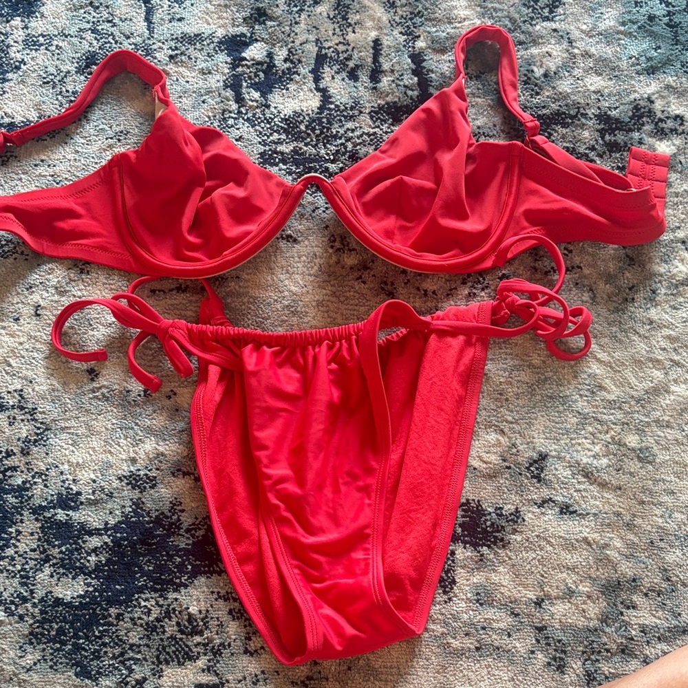 Shade & Shore Red Two-Piece Underwire Bikini Set